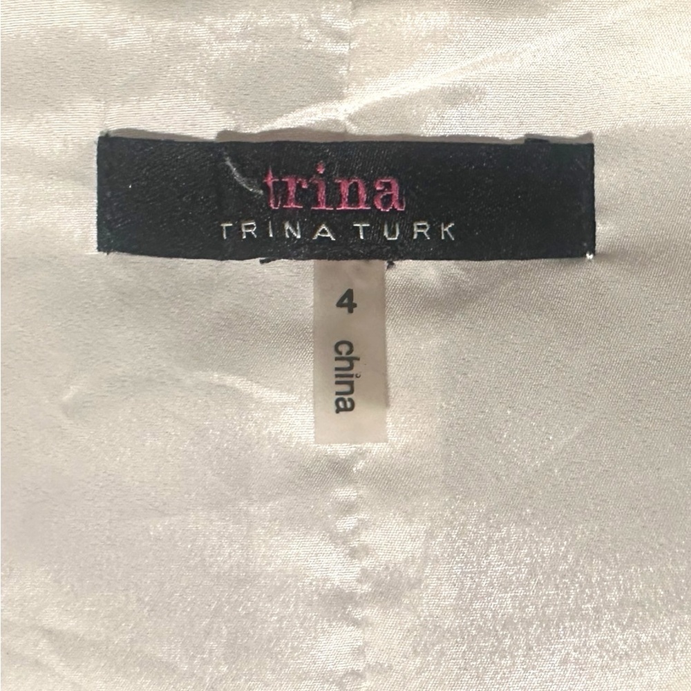 Trina Turk Blue Black & White Color Block Dress Clasp Neckline Size 4 - Picture 6 of 6